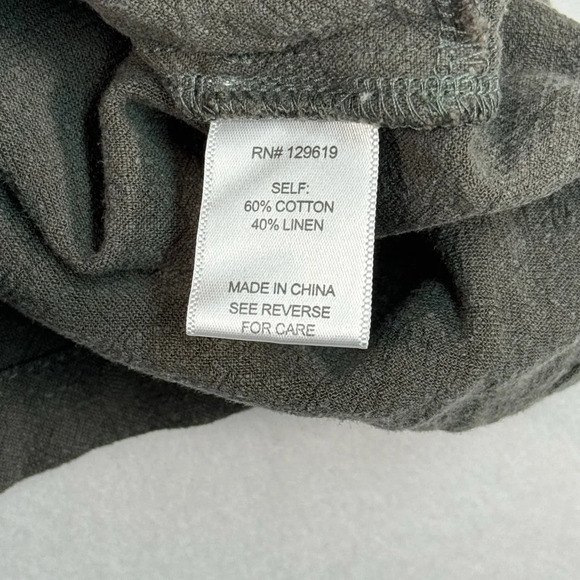 Allie Rose Belted Linen Shorts Womens Size M Elastic Waist Pockets Smoke Green - Picture 8 of 10